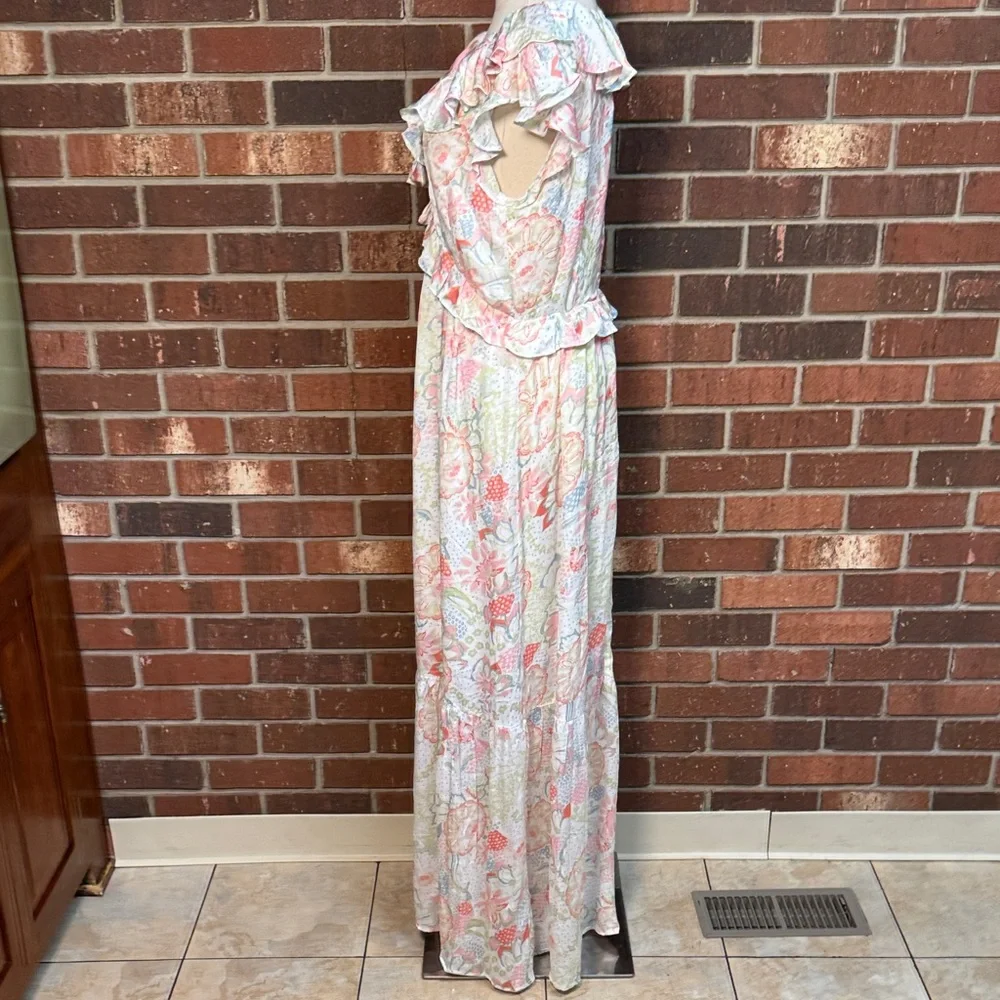 Anany Floral Print Ruffle Trim Dress Size Large - Picture 9 of 13